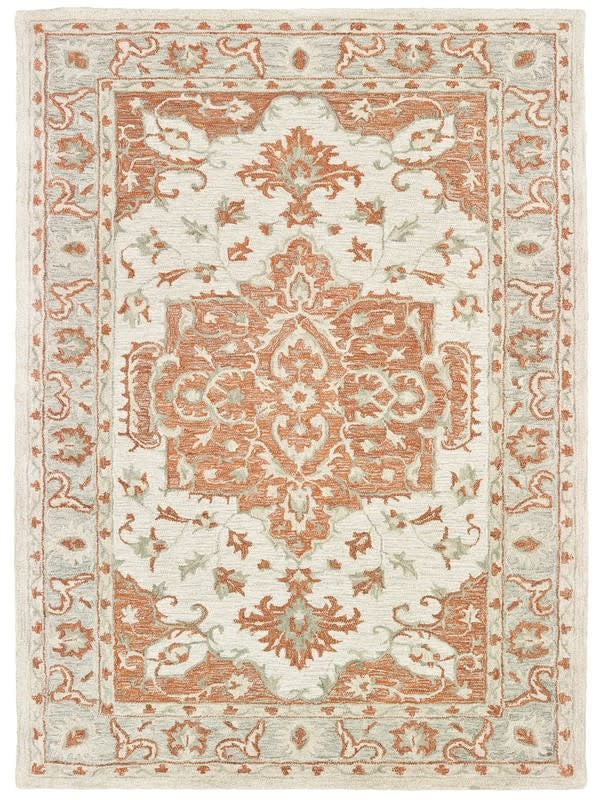 LR Home Modern Traditions Orange Gray Rug 5x7'9"