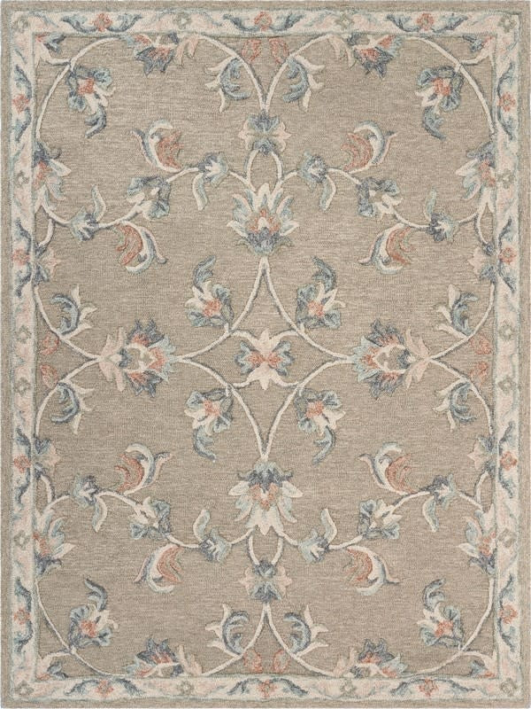 LR Victorian Silver Wool Rug, 5x7