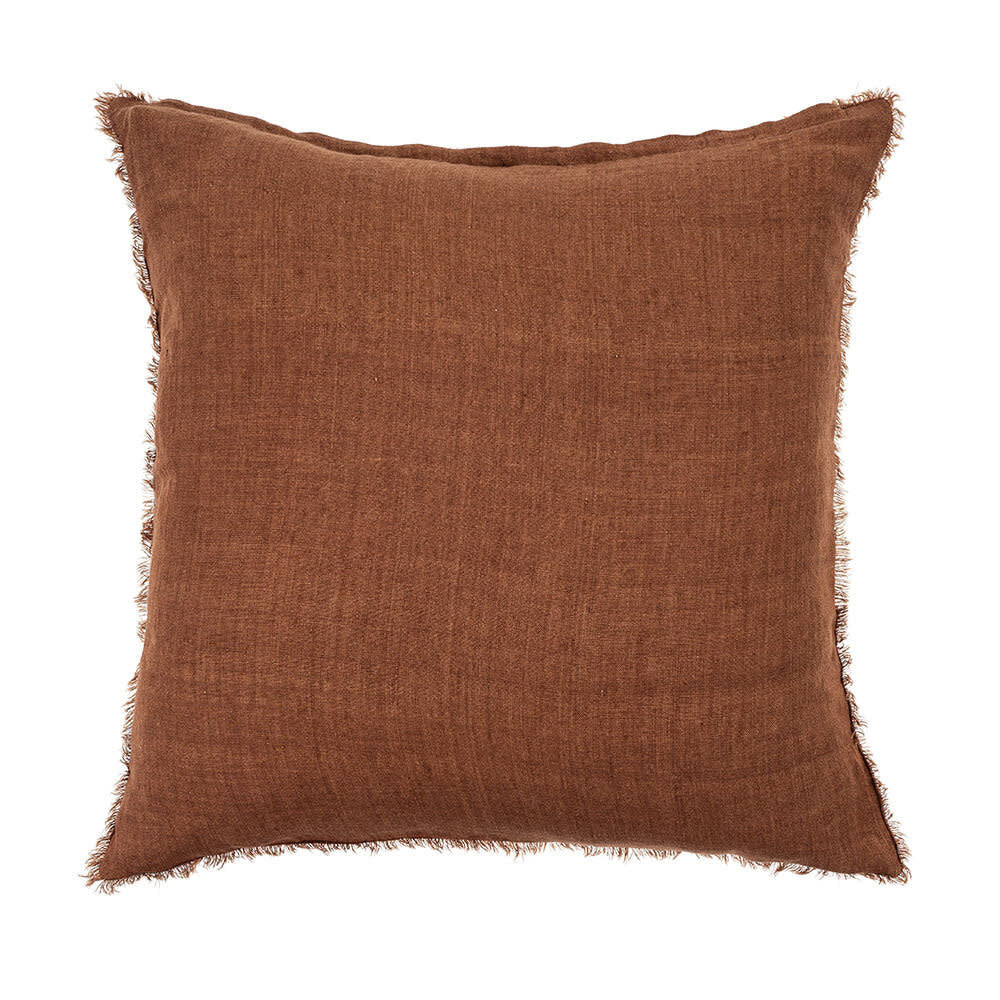 Indaba Lina Linen Pillow, 24x24, Burnt Umber