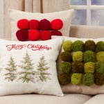 Saro Big Green Pom Pom Pillow 18"