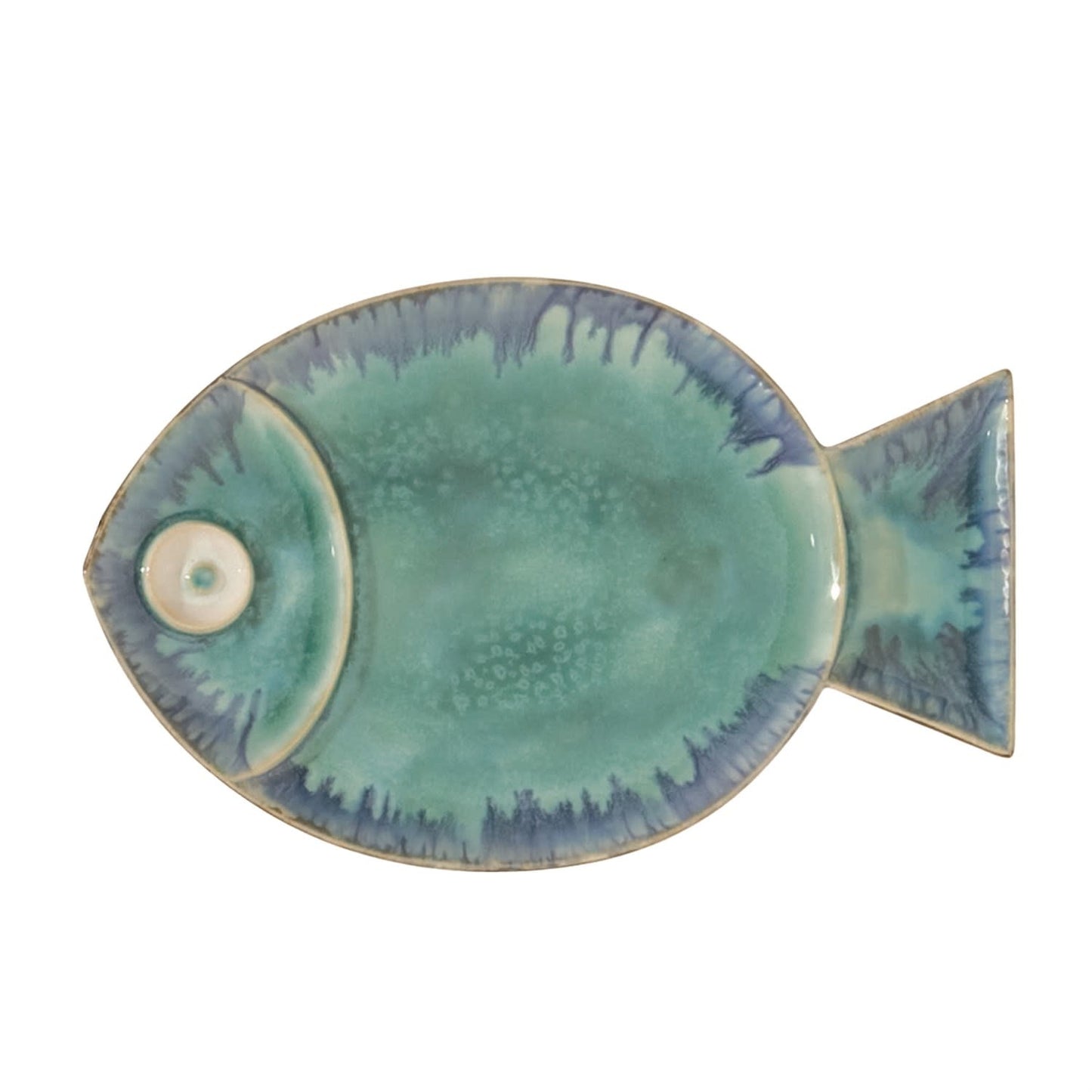 Global Views Blue Fish Plate Large