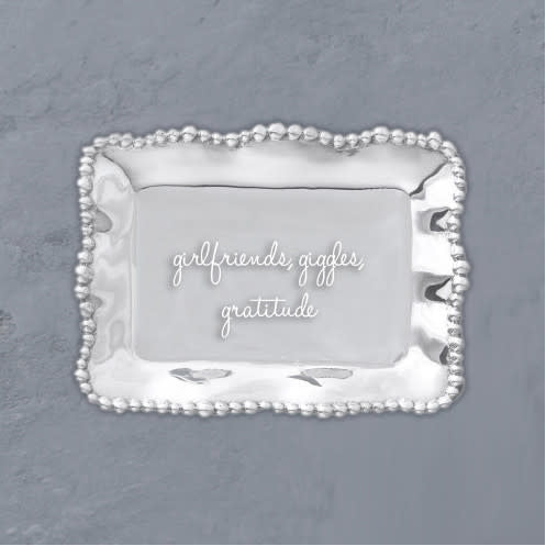 Beatriz Ball Organic Pearl Rectangular Engraved Tray, "Girlfriends, Giggles, Gratitude"