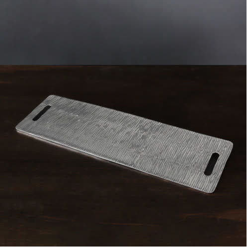 Beatriz Ball Sierra Modern Ripples Large Charcuterie Tray, W/Handles, Gun Metal