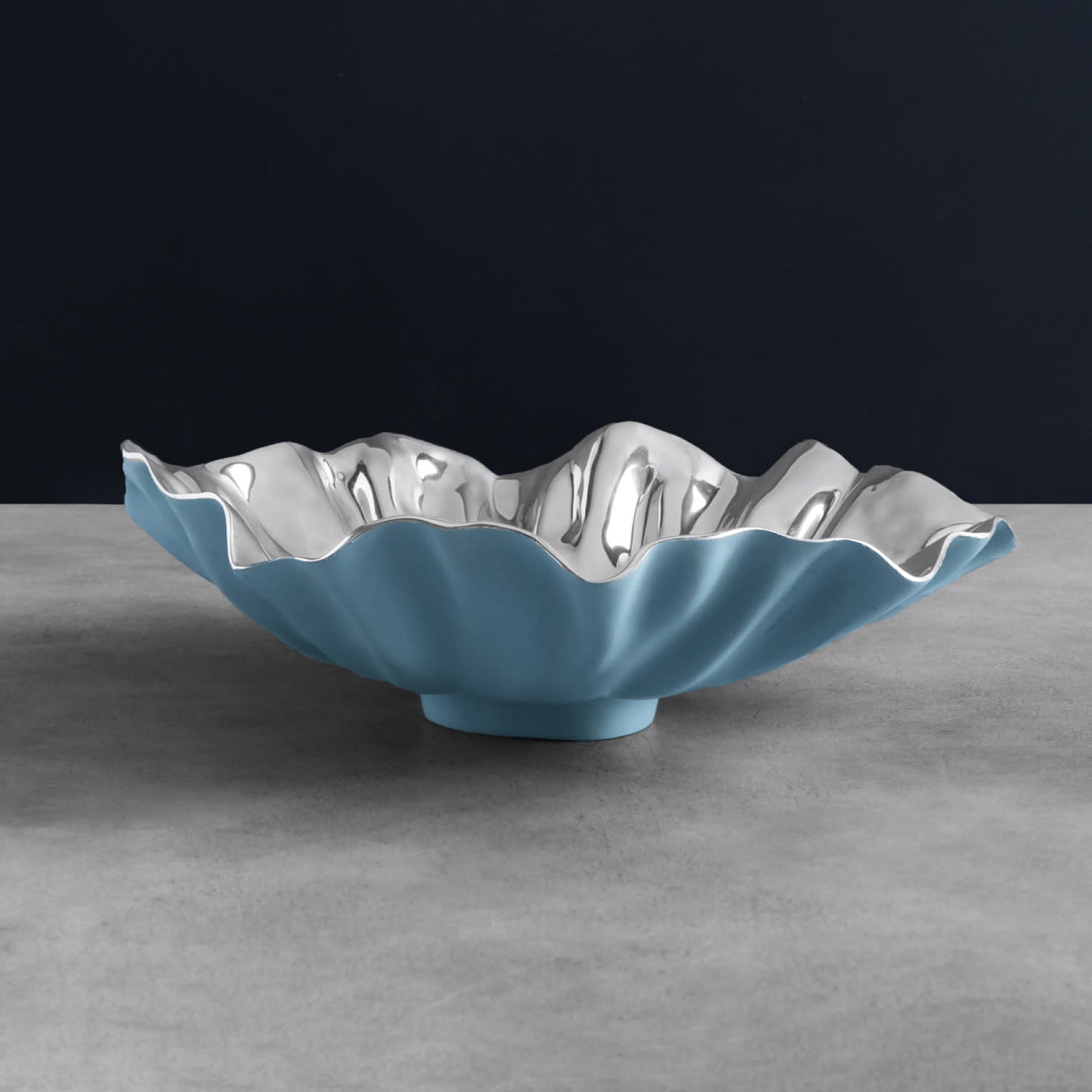 Thanni Bloom Large Bowl, Blue and Silver