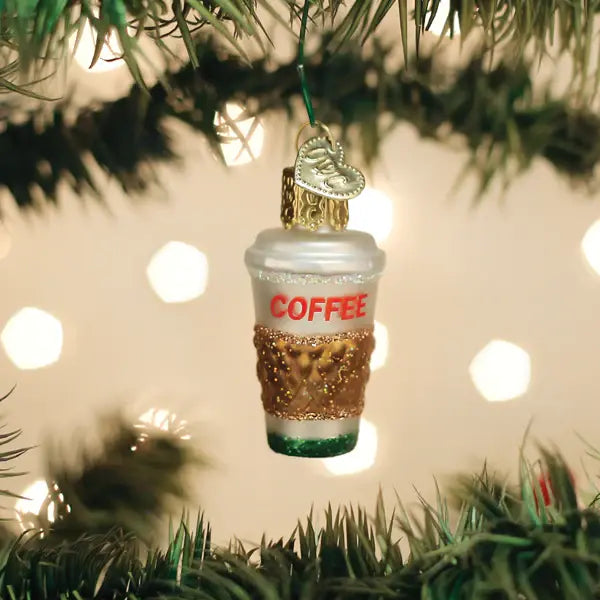 Old World Coffee to Go Glass Ornament