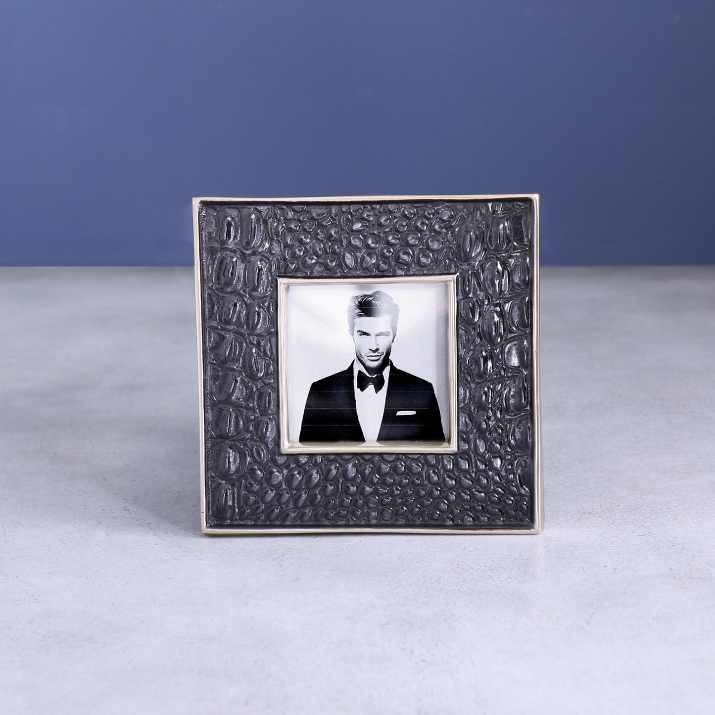 Beatriz Ball Croc Frame, 3X3, Black and Gold