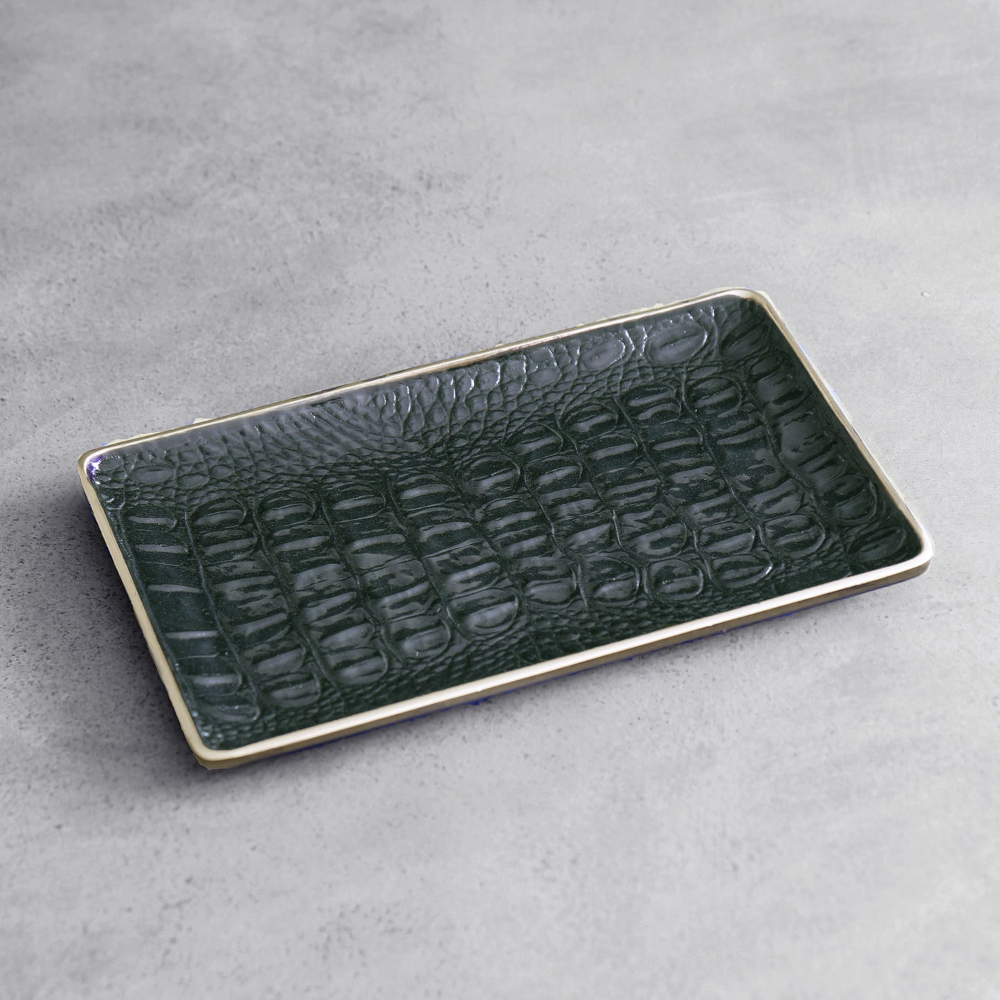 Beatriz Ball Thanni Croc Tray, Small, Black and Gold