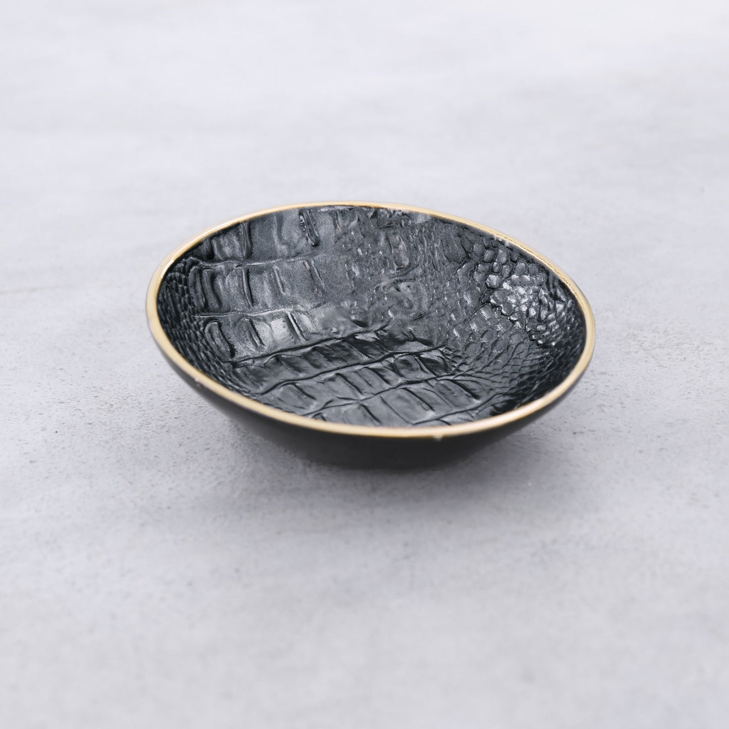 Beatriz Ball Thanni Croc Small Round Bowl, Black and Gold