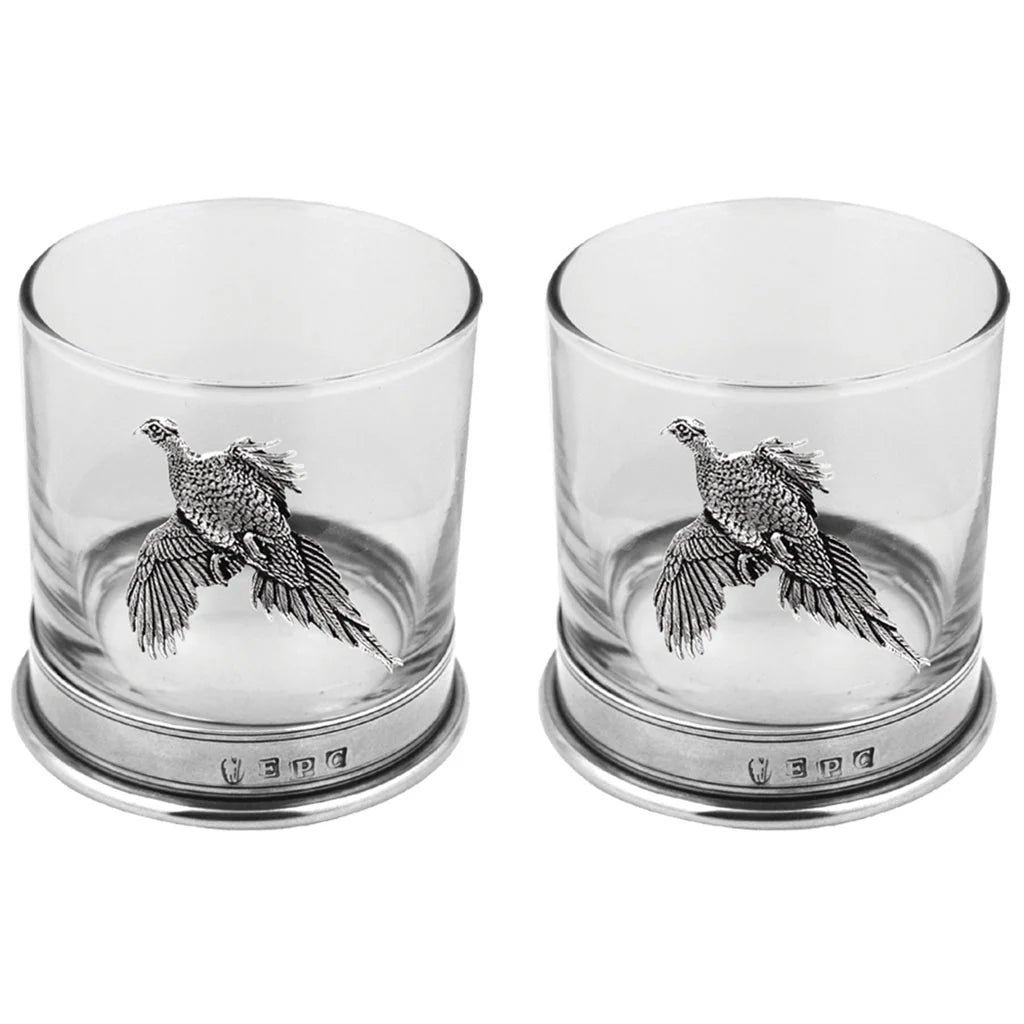 Pheasant Double Tumbler, Pewter