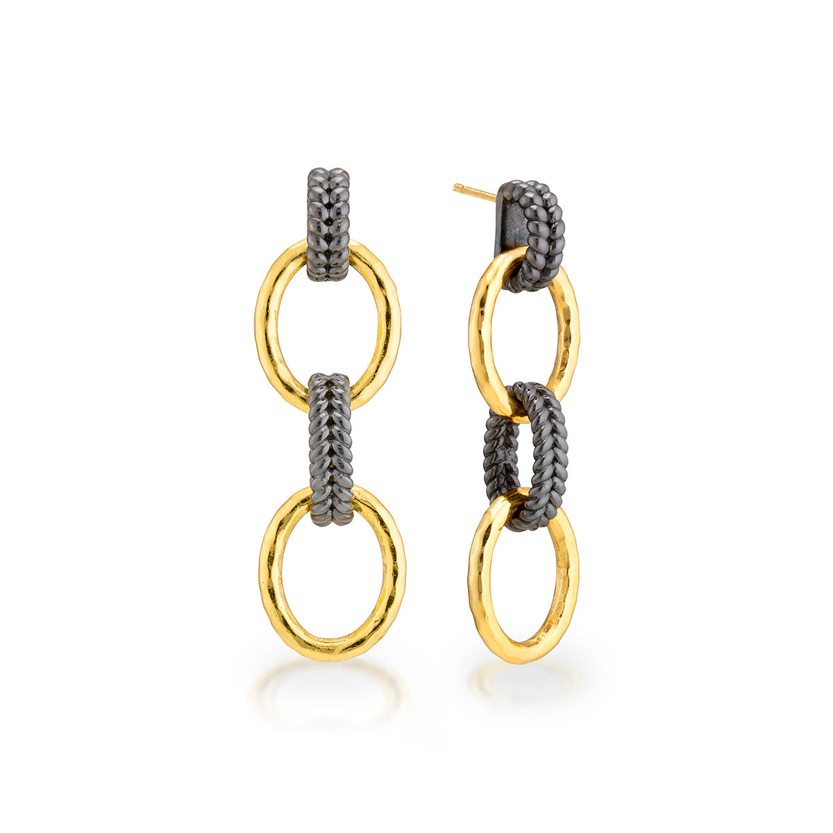 Cleopatra Regal Double Link Earrings, Gold/Midnight