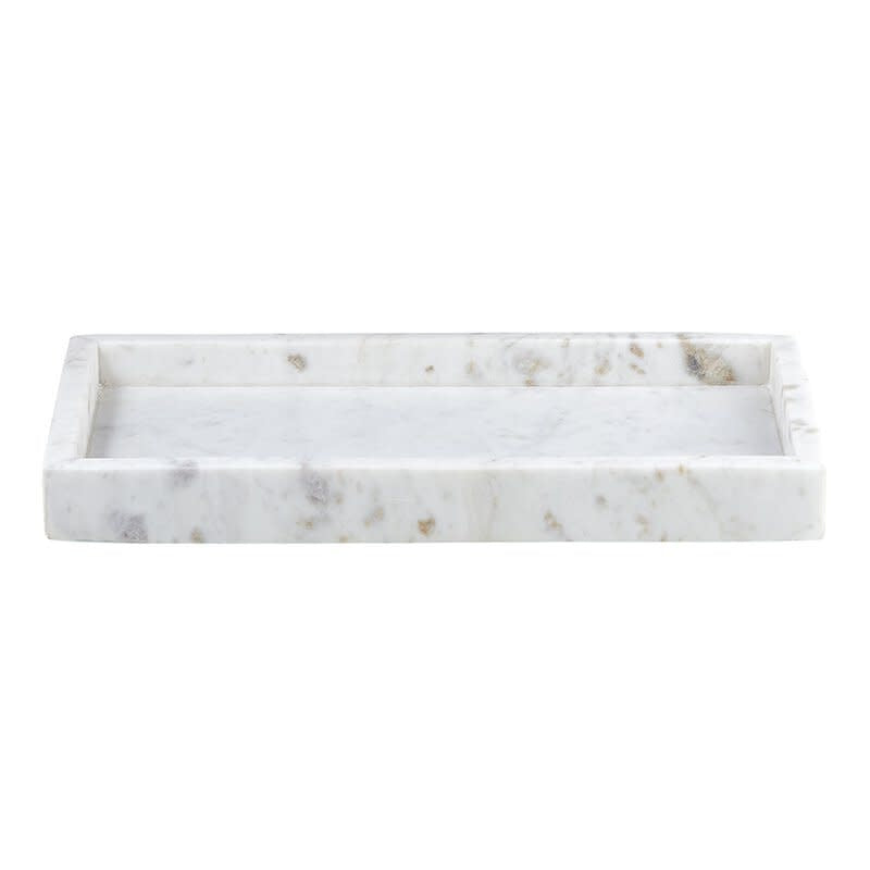 Rectangular marble tray white