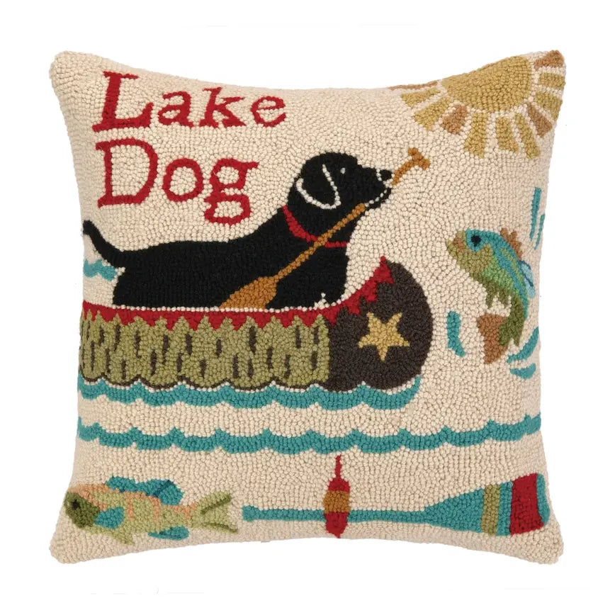 Lake Dog Throw Pillow
