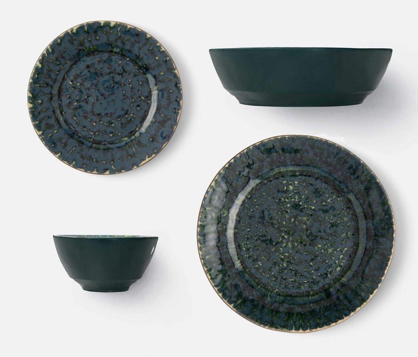 Blue Pheasant Teal Reactive Dinner Plates Set of 4 BRIA