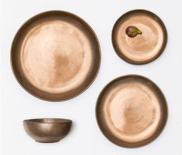 Blue Pheasant Jacqueline Salad Plates Antiqued Gold