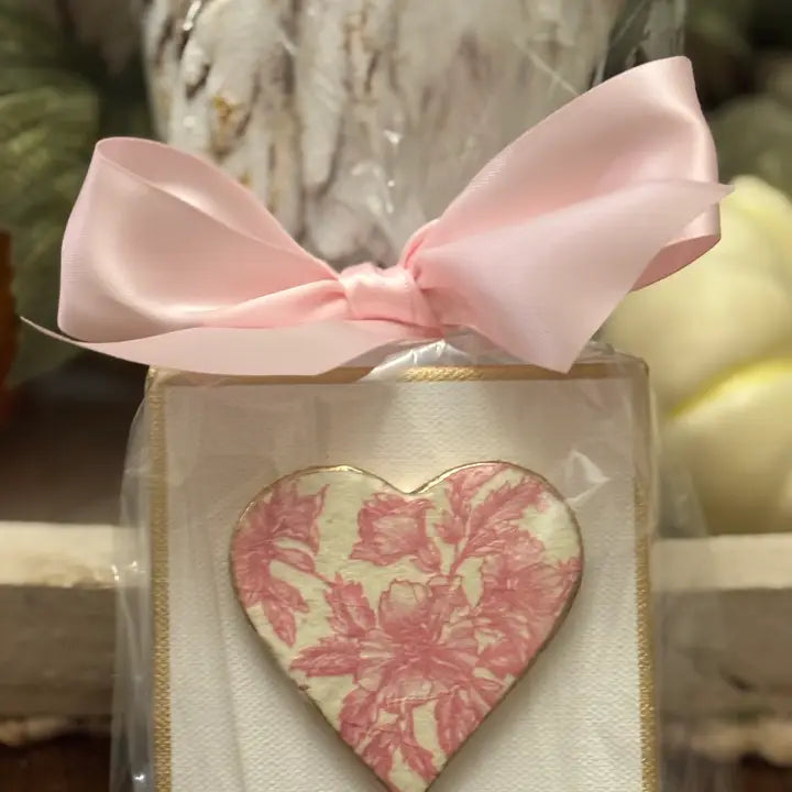 Pink Toile Heart Canvas Art