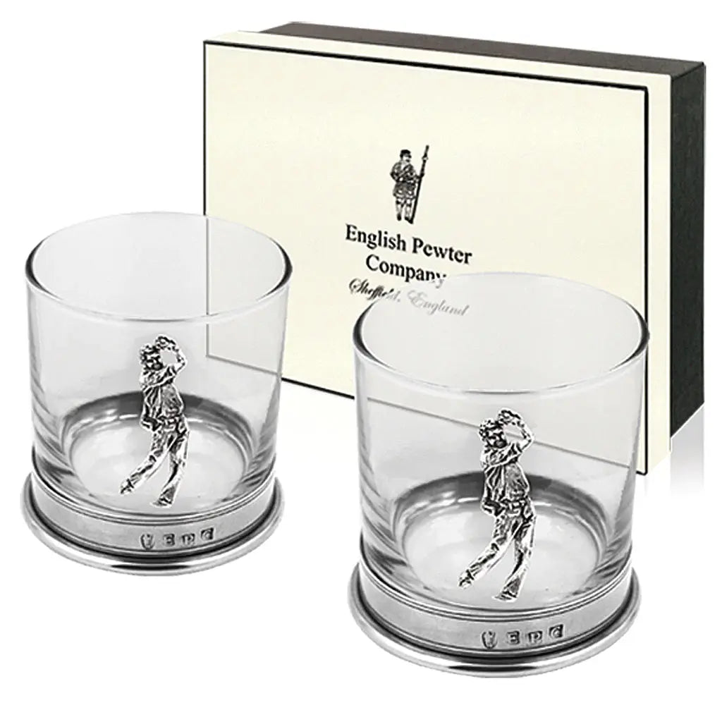 Pewter Golfer DOF Glass, Set of Two