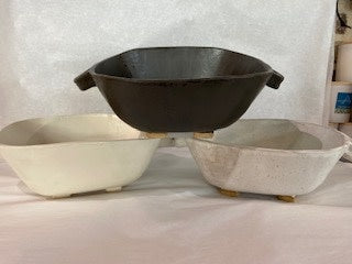 Mudtown Pottery Square Casserole Speckled Oatmeal, Wrought Iron or Cream