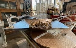 Silver Plated Rectangular Tray with Antler Handles