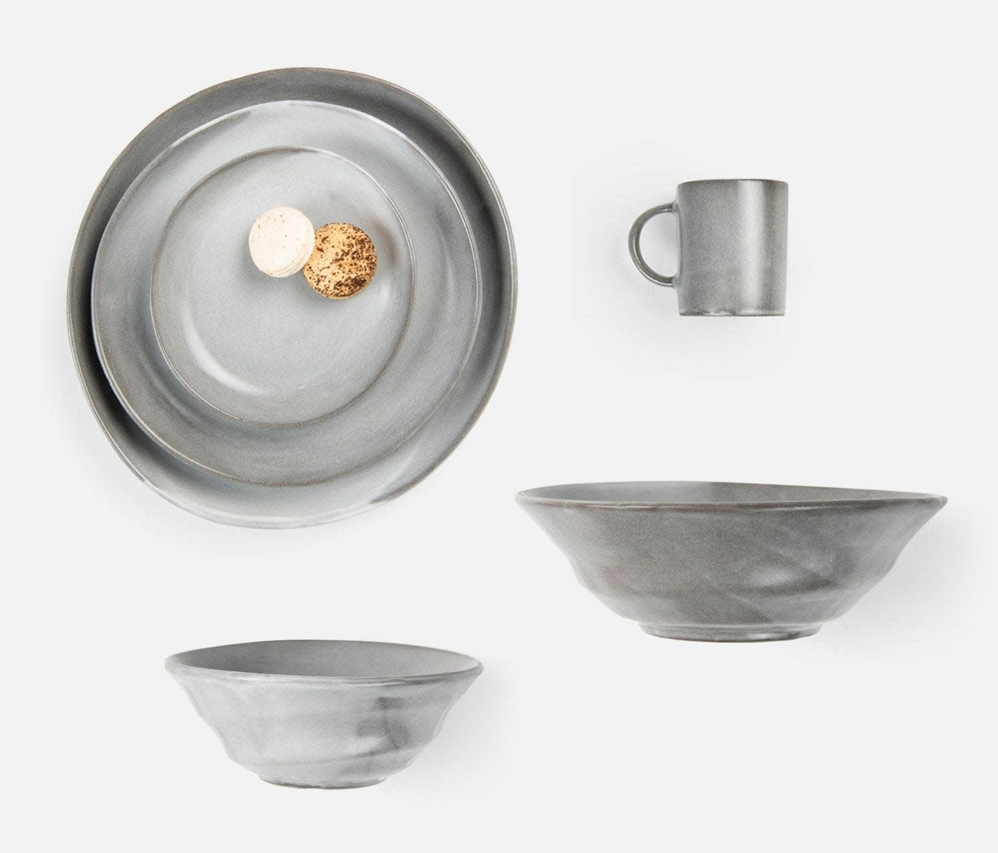 Blue Pheasant Marcus Dinner Plates, Cement Glaze,