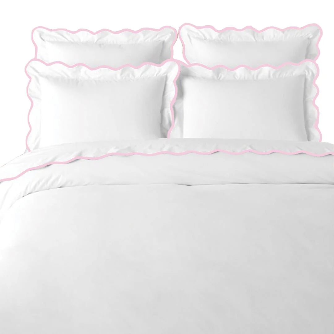 Scalloped Duvet Cover, Queen, Blue