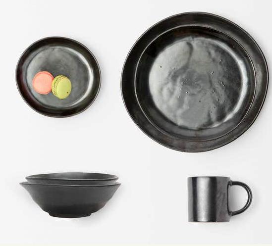 Blue Pheasant Marcus Pasta/Soup Bowls Black Glaze,