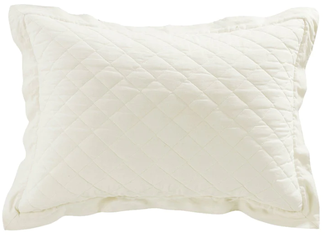 HIEND Quilted Linen Pillow Sham Standard Vintage White
