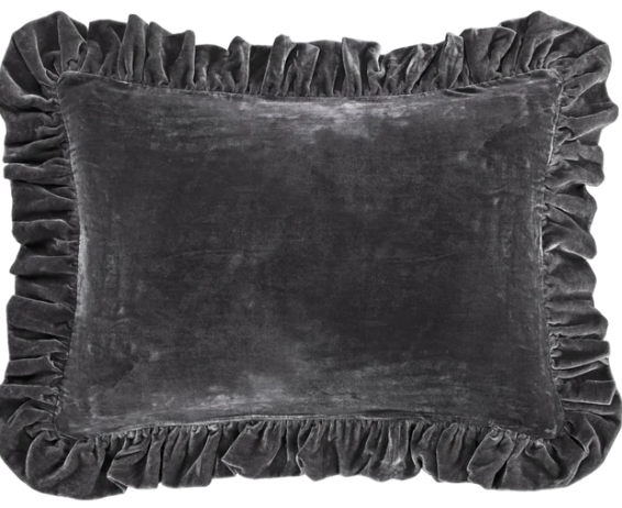 HIEND Oblong Faux Silk Velvet Pillow Slate 16x21