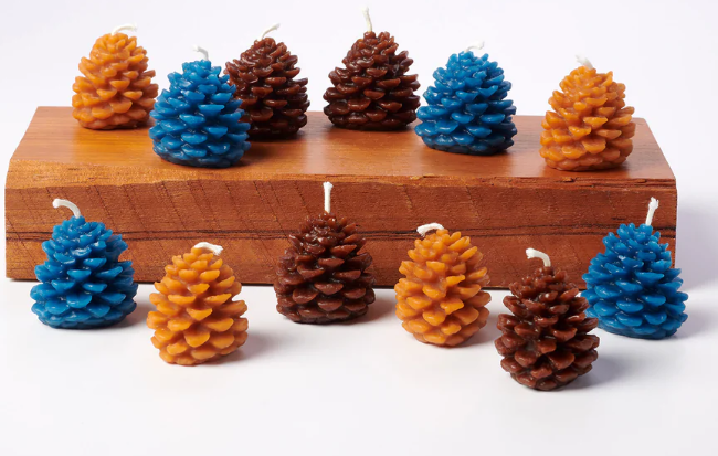 Wee Cones Blue Slate Candles Box Set of 4