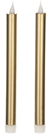 Melrose LED Gold 10" Taper Candle 6 Hour Timer