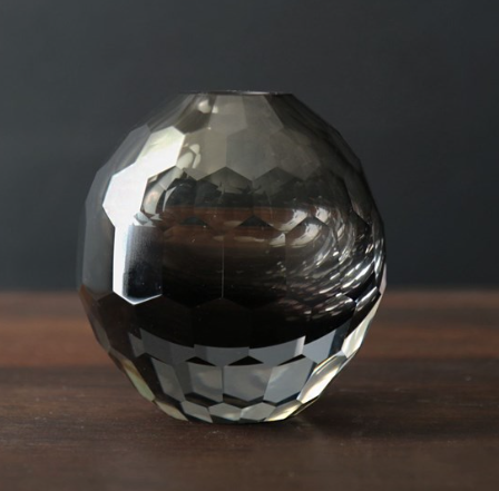 Beatriz Ball Round Bud Faceted Vase Smoke Grey