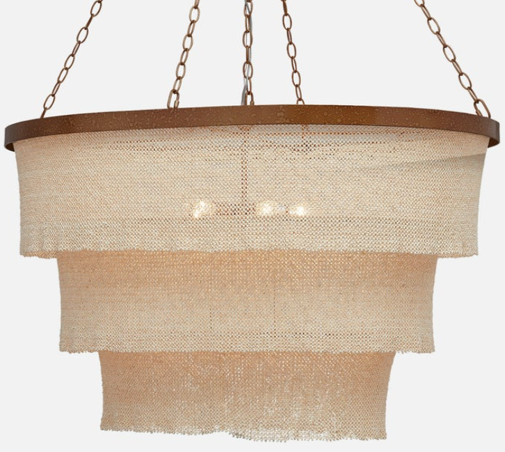 Made Goods Patricia Chandelier 30dx25h Coco Beads/Metal/Natural/Gold