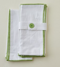 Tableau Green Edge Embroidered Napkin Set of 4