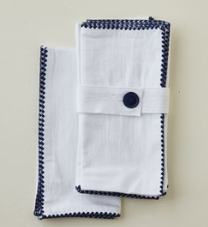 Tableau Navy Embroidered Edge Napkin Set of 4