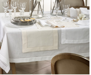 Saro Hemstitched Tablecloth White 65x120