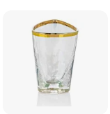 Zodax Aperitivo Triangular Shot Glass, Luster with Gold Rim