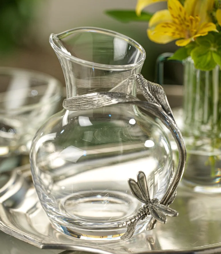 Zodax Dragonfly Pewter & Glass Carafe