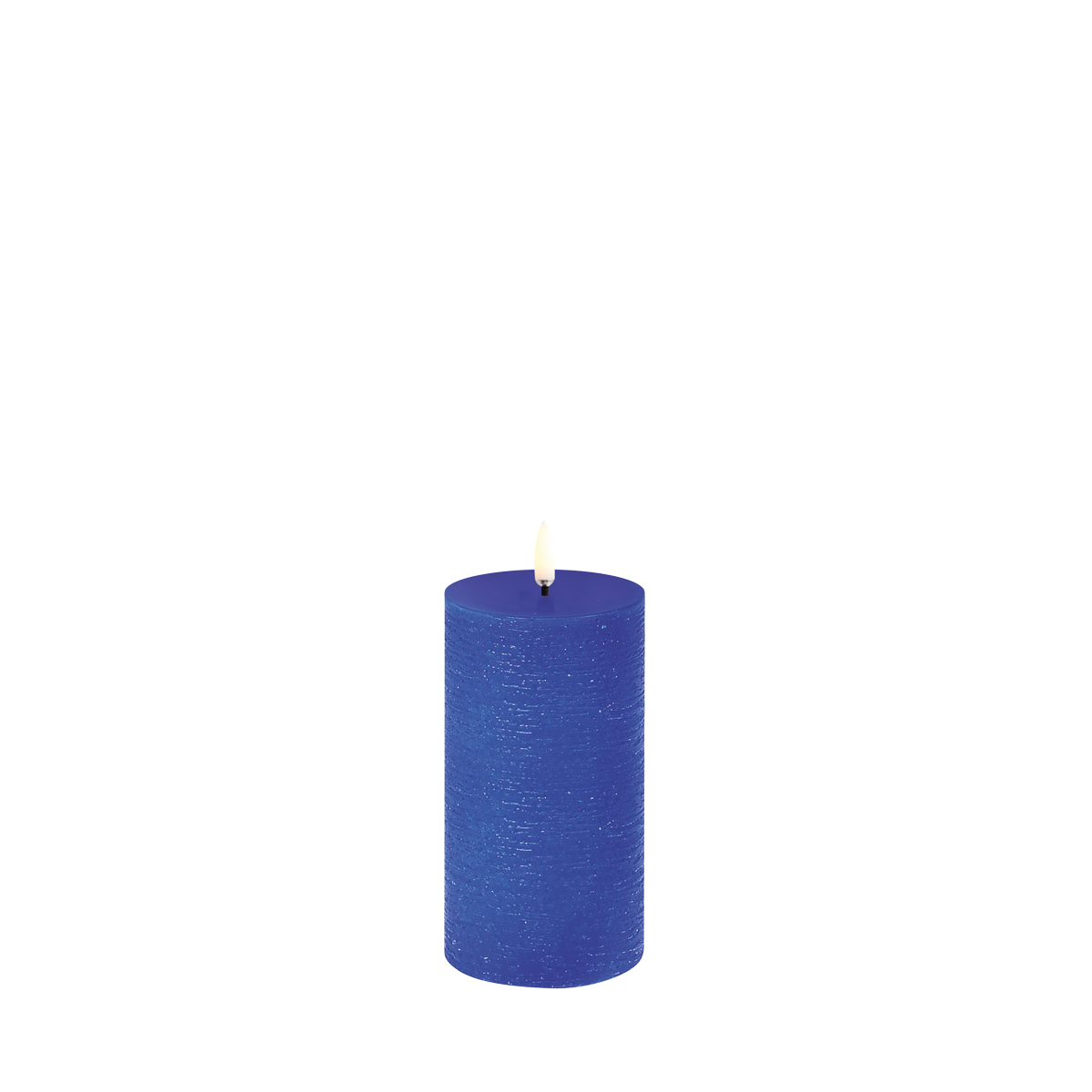 Royal Blue Rustic Pillar Candle, Battery, 15cm