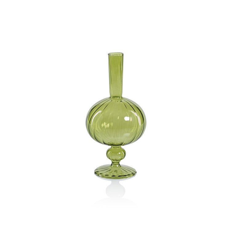 Venetian Spiral Onion Shaped Vase, Green