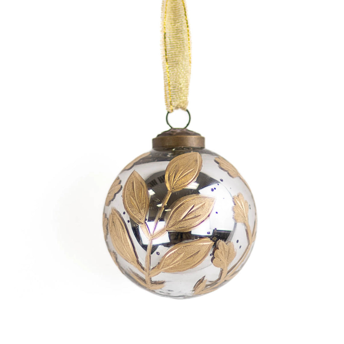 Seina Glass Ornament, Silver/Gold 3"