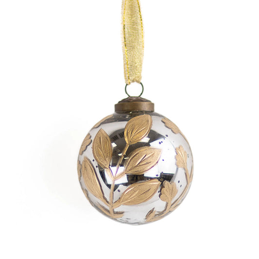 Seina Glass Ornament, Silver/Gold 3"