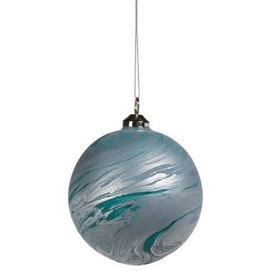 Zodax Water Color Glass Ornament, Matt Blue, Large