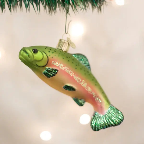 Old World Rainbow Trout Glass Ornament