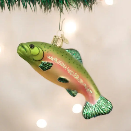 Old World Rainbow Trout Glass Ornament