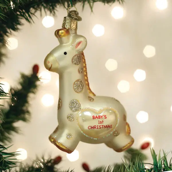 Old World Baby's First Christmas Giraffe Glass Ornament