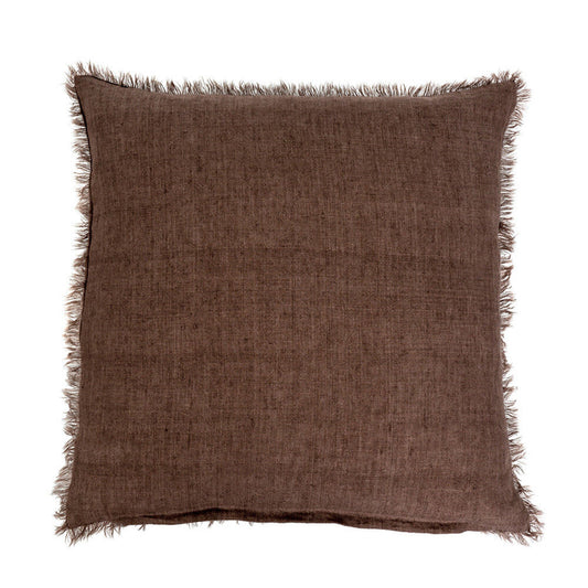 Indaba Lina Linen Throw Pillow, Mocha, 24x24