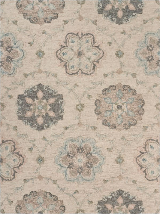 LR Home Victorian Rug, Ivory, 5x7