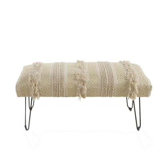 LR Home Metal Leg Woven  Cotton Accent Bench