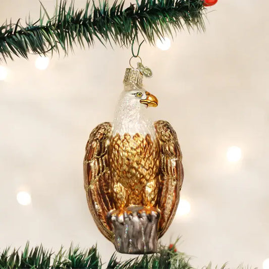 Old World Bald Eagle Glass Ornament