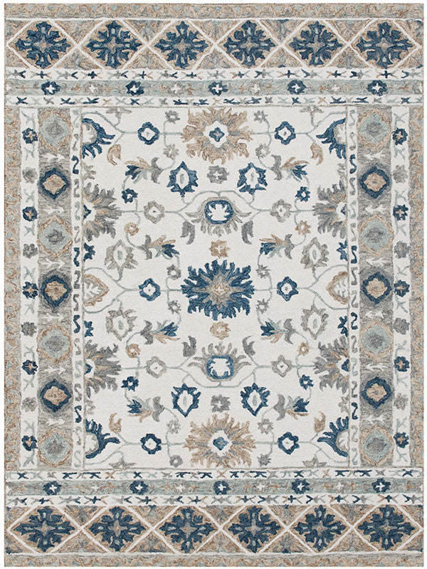 LR Home Babylon Rug, Ivory, Orange, Teal, 5x7