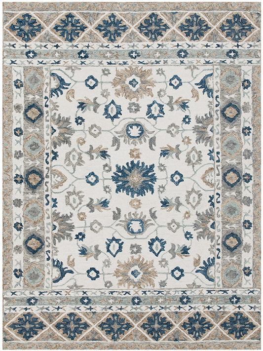 LR Home Babylon Rug, Ivory, Orange, Teal, 5x7